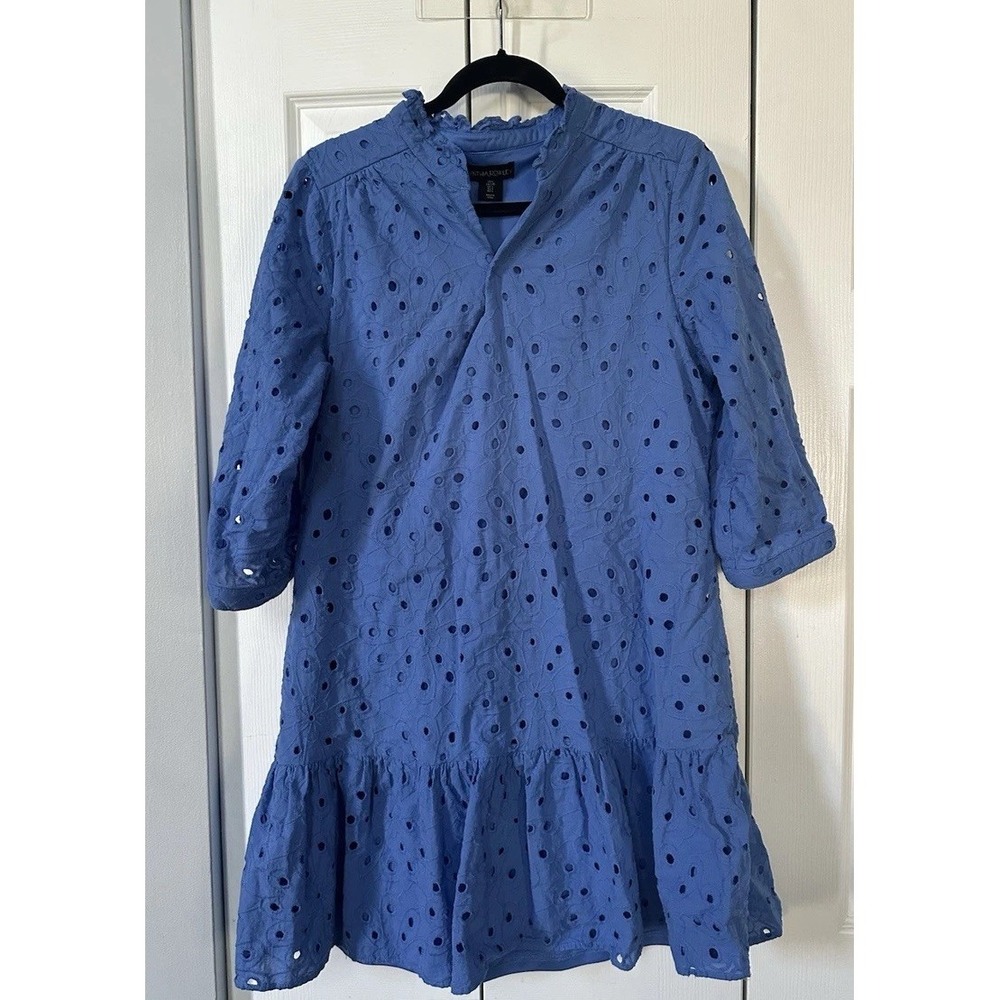 Cynthia Rowley Blue Eyelet Long Sleeve Dress
